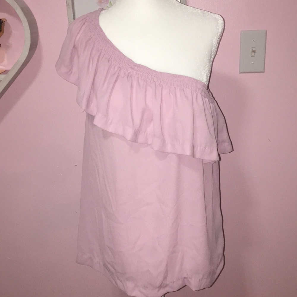 Marled Sheer purple one shoulder top M NWOT